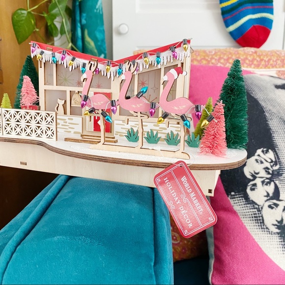 World Market Atomic Mid Century MCM Retro Atomic Christmas House New Wood Decor - Picture 11 of 13